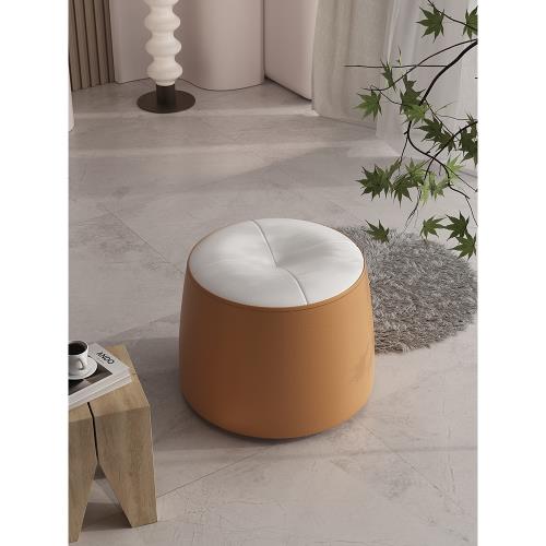 三夢輕奢小凳子客廳茶幾沙發圓板凳簡約南瓜矮凳換鞋凳網紅皮坐墩