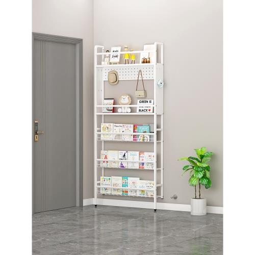 門后書架置物架壁掛式墻上鐵藝超薄書柜鋼制極窄夾縫收納柜免打孔