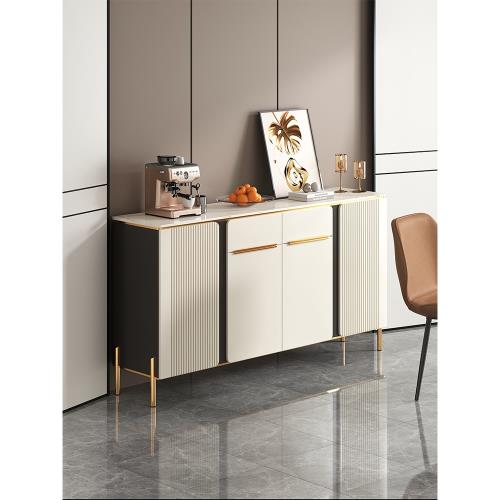 輕奢巖板餐邊柜置物柜現代簡約客廳一體靠墻邊柜子儲物柜窄收納柜