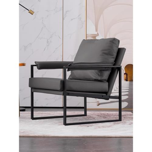 北歐單人沙發椅休閑椅輕奢咖啡店休息區接待奶茶店網紅貓抓皮椅子