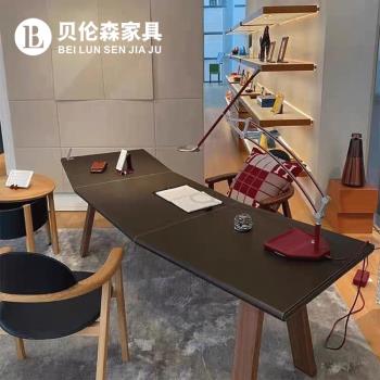 貝倫森 意式輕奢北美黑胡桃木書桌高檔別墅豪宅家用高階感電腦桌