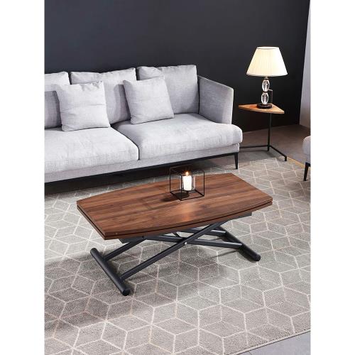 高邁登橢圓形升降茶幾多功能簡約可伸縮折疊餐桌一物兩用升降桌子