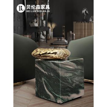 貝倫森 意式輕奢大理石奢石邊幾設計師別墅客廳藝術金屬輕奢角幾