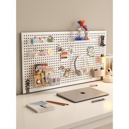 夾式洞洞板置物架桌面書架立式學習書桌上辦公工位一體靠墻收納架