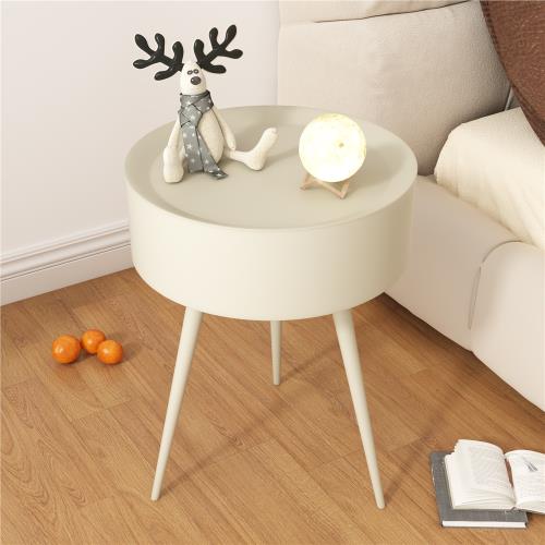 奶油風鐵藝床頭柜現代簡約邊幾小茶幾臥室圓桌新款迷你角幾收納柜