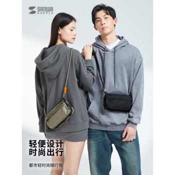 日本SANWA數碼收納包尼龍斜挎包時尚單肩小包男女休閑輕便掛脖隨身便攜旅行斜挎包手機潮CORDURA風琴包