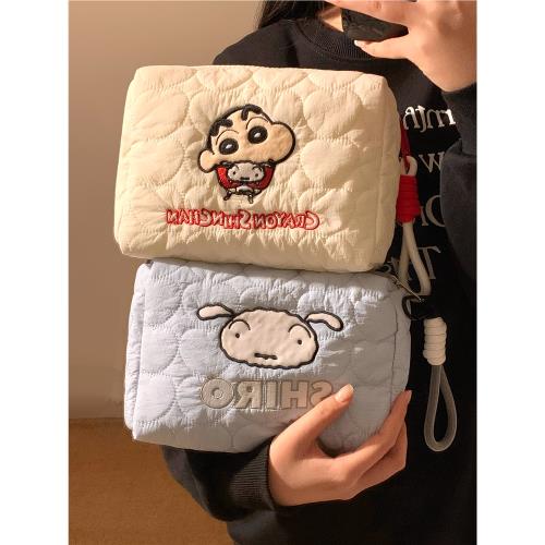 可愛蠟筆小新手提化妝包女便攜隨身大容量護膚品收納袋旅行洗漱包