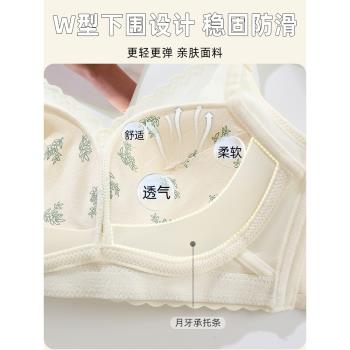 內衣女小胸聚攏顯大收副乳防下垂無鋼圈調整型薄款蕾絲女士文胸罩