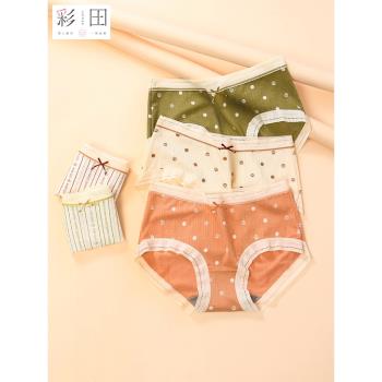 彩田25年新款內褲女生印花舒適親膚透氣中腰7A抗菌底襠女士三角褲