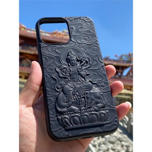 適用于蘋果15生肖14龍蛇13本命佛pro守護神plus開運max紫光檀浮雕創意高檔手機殼