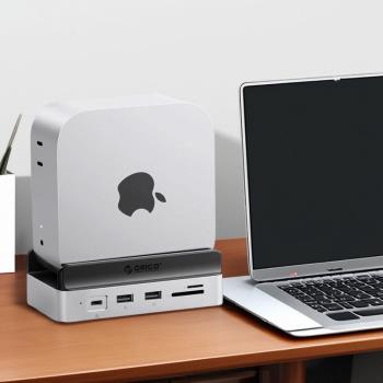 Orico奧睿科MiniDock MacMini M4桌面儲存擴充套件立式支架懸空散熱底座typec拓展塢多介面固態硬碟1T/2T/4T