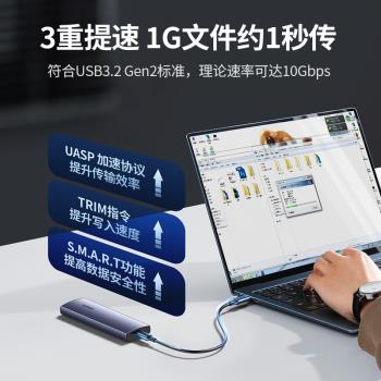 綠聯m.2固態硬碟盒子nvme轉typec外接sata讀取移動m2通用ssd雷電3