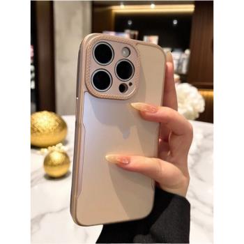適用iPhone16promax小蠻腰磨砂手機殼蘋果15刀鋒AG原機色14保護殼13/12promax高階感純色防摔耐臟手機殼ins風