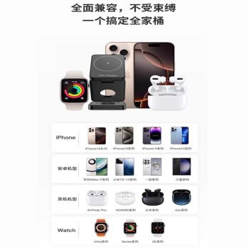 適用蘋果iphone16三合一無線充電器磁吸iwatch底座magsafe折疊支架15pro手機Applewatch手錶耳機二多功能Qi2