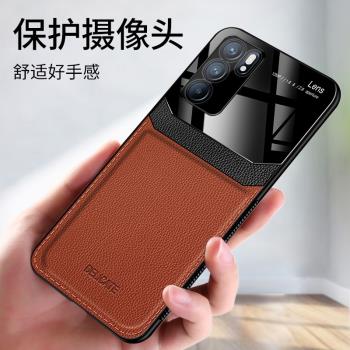 索戀適用於opporeno6手機殼Reno6pro皮紋保護套鏡頭OPPO軟矽膠全包邊Reno6創意防摔潮牌男pro+新款皮質外殼硬