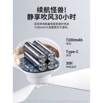 宿舍小吊扇夜燈床上電風扇usb充電露營戶外帳篷蚊帳靜音大風力家用迷你小型便攜式學生寢室上下鋪床頭吊扇燈