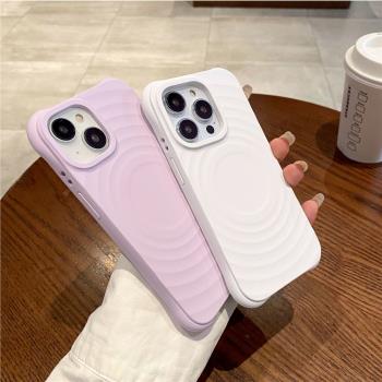 蘋果手機殼Casetify同款波漾殼新款簡約適用iPhone15Promax保護套16plus液態矽膠14pro磁吸古董白純色13防摔