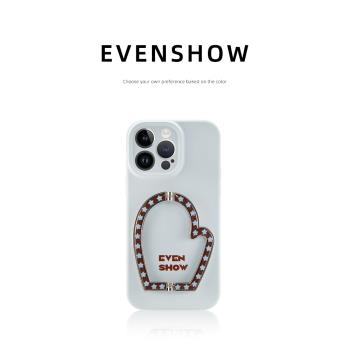 EVENSHOW設計師2024新款矽膠小眾高階感超火手機殼帶支架適用於iPhone15promax蘋果14plus13情侶爆款適合夏天