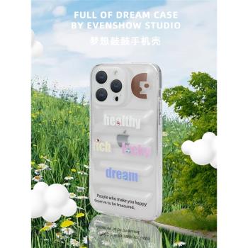 EVENSHOW透明羽絨服手機殼水晶水鉆矽膠適用於蘋果iPhone14promax手機保護套tpu全包精孔13pro潮12