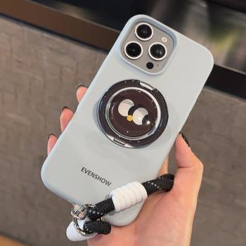 EVENSHOW秋冬新款超好看液態矽膠手機殼帶支架掛繩適用於蘋果iPhone16promax15plus14/13小眾高階感外殼套女