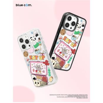 【bluecorn】藍色苞米聯名藝術家Quevy開心便當適用於iPhone 16PRO MAX 15pro 14 magsafe鏡面磁吸防摔手機殼