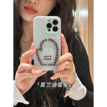 EVENSHOW設計師新款液態矽膠小眾高階感手機殼帶支架適用於iPhone15promax蘋果14plus13不會撞殼全包軟殼防摔