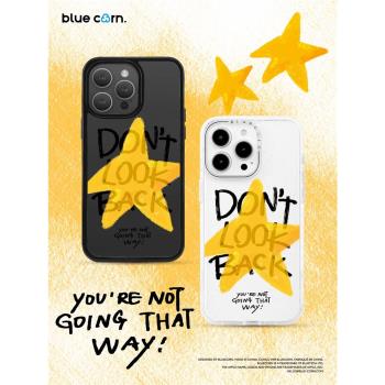 【bluecorn】藍色苞米原創星星塗鴉文字適用於iPhone 16 15 14 PRO MAX magsafe鏡面磁吸全包卡通防摔手機殼