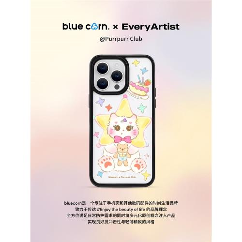 【bluecorn】藍色苞米聯名Purrpurr星星頭套適用于iPhone 16 PRO MAX 15pro 14 magsafe鏡面磁吸防摔手機殼