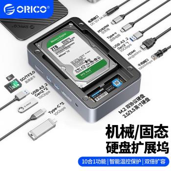 奧睿科 3.5/2.5/m.2硬碟盒擴充套件塢NVMe/SATA機械固態USB3.2拓展塢雷電4適用macbook筆記本電腦手機平板