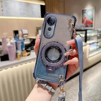斜挎閃粉磁吸支架適用vivoS19pro手機殼S18氣囊S17t防摔S16pro新款女款s19全包斜挎掛繩可背矽膠VIVO