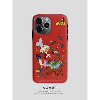 Acvoo新款卡通新年紅色iPhone16Promax適用於12雙層15P全包手機殼14