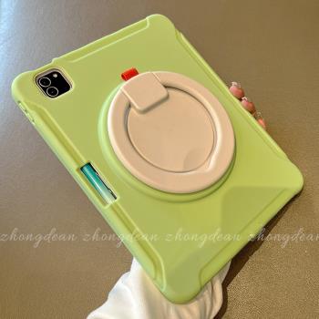 2025蘋果綠360旋轉支架適用蘋果ipad10平板殼air6保護套air5全包pro11寸防摔air13寸手提10.2兒童13寸air7