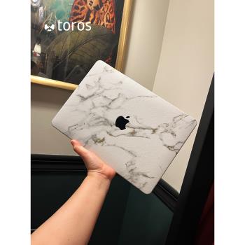 大理石紋2024款適用蘋果macbookair保護殼mac筆記本m2電腦殼macbookpro保護套M3皮質14寸16透明13外殼15M1軟