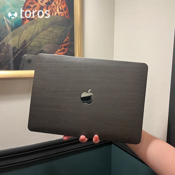 木紋2024款macbookair保護殼M3適用蘋果筆記本電腦殼macbookpro保護套14寸m2皮質16透明13.6外殼15M1軟2023