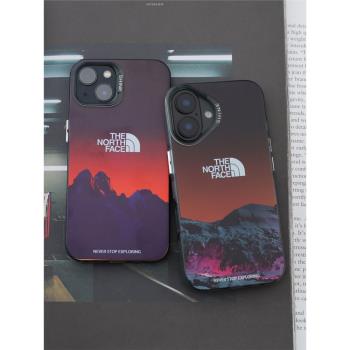 歐美時尚潮牌雪山iPhone15磁吸手機殼個性適用於蘋果14pro磨砂防摔保護套16Promax戶外登山小眾12新款13硬殼