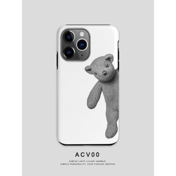 Acvoo二合一iPhone16promax小熊全包雙層12pro適用於蘋果14手機殼13
