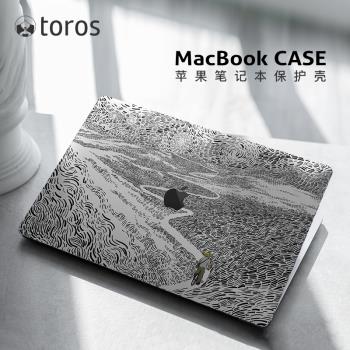 梵高M4適用2024款macbookair保護殼M3蘋果筆記本m2電腦殼macbookpro保護套14寸mac皮質16透明13外殼15M1軟殼