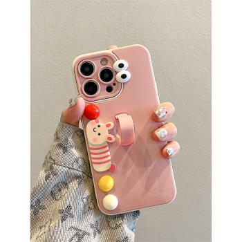 卡巴頓 可愛圓球情侶適用蘋果16手機殼新款iphone15promax男女14pro帶指環扣支架13全包防摔12粉色11趣味小眾