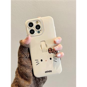 卡巴頓 可愛簡約貓表情適用蘋果16手機殼新款iphone15promax女14pro帶指環扣支架13趣味小眾12全包11超好看套