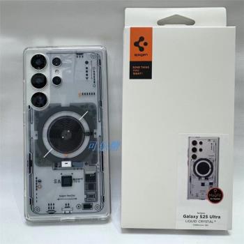 Spigen適用三星s24 /s25 ultra/s23/s22 ultra手機殼MagSafe磁吸保護套矽膠全包防摔外殼透明3D立體款電路圖