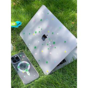 汪三歲「幸運草」滿天星MacBook保護殼蘋果筆記本2024款電腦M1/M2/M3Pro16寸/air13寸M4保護套