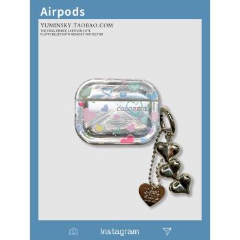 YUMIN SKY·適用韓風ins彩色愛心Airpods4代蘋果無線藍牙耳機保護套2/3代少女款Pro2代電鍍AirPods新三代軟殼