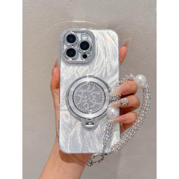 羽紗發財旋轉支架適用蘋果16Promax手機殼iPhone15Pro全包鏡頭膜16Plus漸變外殼14保護套13防摔12女款11時尚