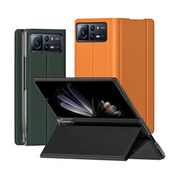 適用小米MIXFold2手機殼折疊屏保護套Mixfold2翻蓋全包防摔套氣質商務機支架皮質mixfold3手機外殼保護套mix