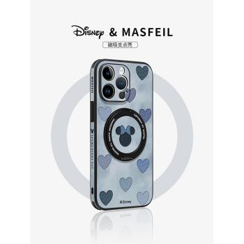 MASFEIL × 愛心米妮適用蘋果16Promax手機殼新款ip14磁吸帶支架iPhone15Pro保護套支點Ho5迪士尼女13pm全包