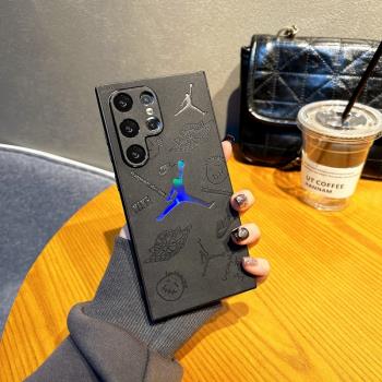 鐳射壓印小羊皮籃球人物適用三星GalaxyS25Ultra手機殼全包精孔防摔矽膠S24+運動潮牌奢華s23u高階感情侶S22U