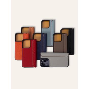 COGURE珂古利適用iphone16/15手機殼16Pro Max真皮防摔翻14/13/12插卡功能性商務奢華Pro頭層牛皮保護套