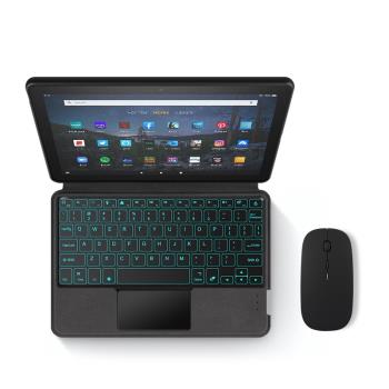 AJIUYU 適用亞馬遜Fire HD 10 Plus智慧藍牙鍵盤保護套10.1英寸平板電腦殼kindle fire HD10一體觸控鍵盤背光