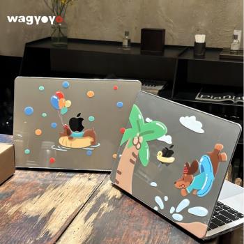 原創海島度假系列 Macbook電腦保護殼 全包殼 小狗蘋果電腦殼小臘腸透明殼