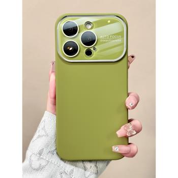 蘋果16/15手機殼高階感iphone14簡約大視窗液態矽膠13女生爆款12外殼超薄帶鏡頭膜15pro全包防摔11網紅新款